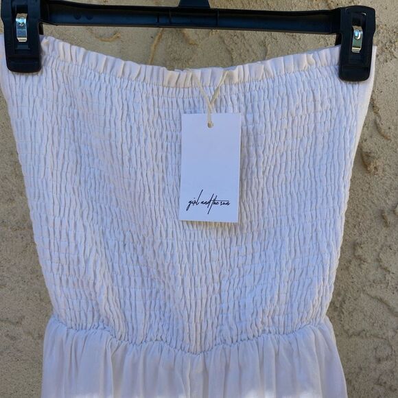 NWT Girl and the Sun size extra small white dainty ruffle smocked tube romper - Picture 7 of 10